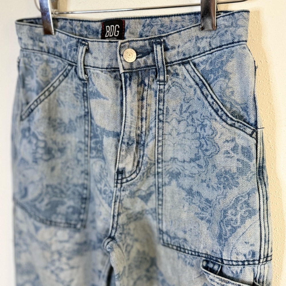 BDG Urban Outfitters Floral Acid Wash Baggy Jeans Y2K Wide Leg 24 - Picture 3 of 11